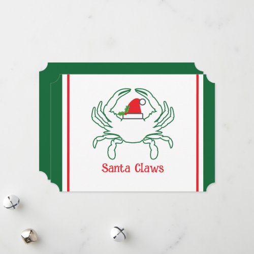 Santa Claws List Nautical Pun Holiday Card White