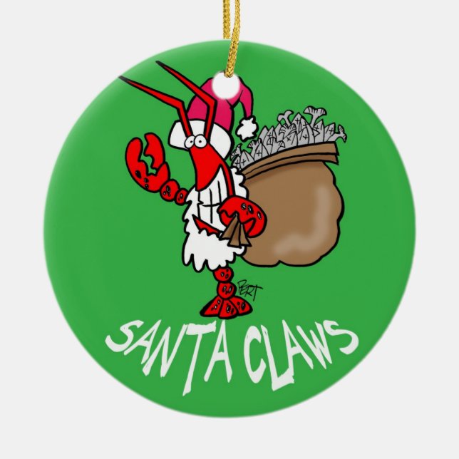 Santa Claws Lobster Christmas Ornament! Ceramic Ornament (Front)