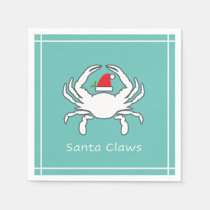 Santa Claws Nautical Holiday Napkin Seafoam