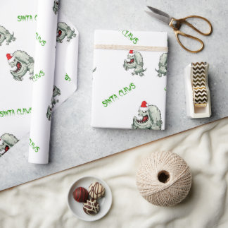 Santa Claws Or Santa Claus Monster With Large Hat Wrapping Paper