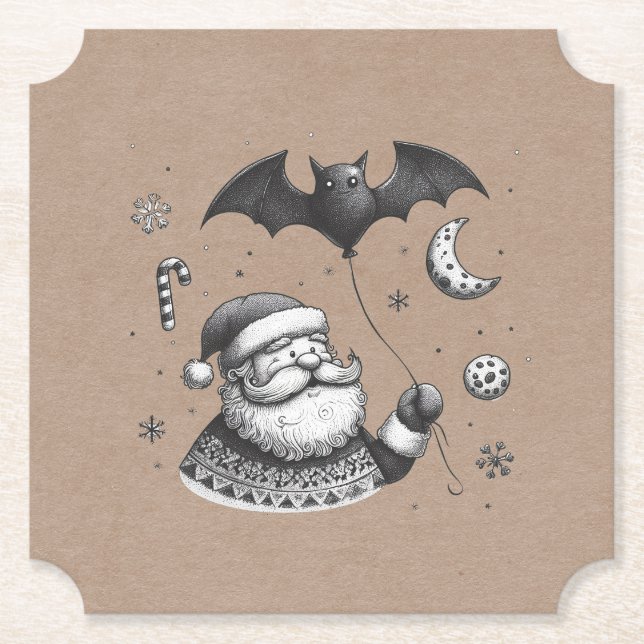 Santa Claws Paper Coaster (Front)