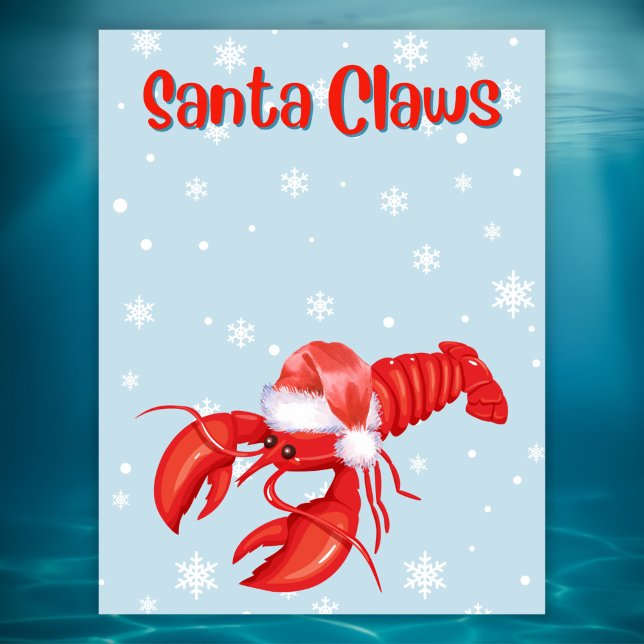 Santa Claws Pun Funny Lobster Christmas   Holiday Postcard (Creator Uploaded)