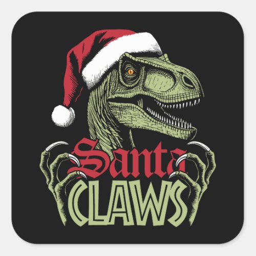 Santa Claws Raptor Square Sticker