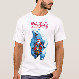 Santa Claws: Riding a Motorcycle with a Magical Po T-Shirt