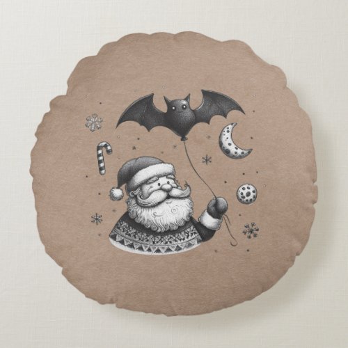 Santa Claws Round Pillow