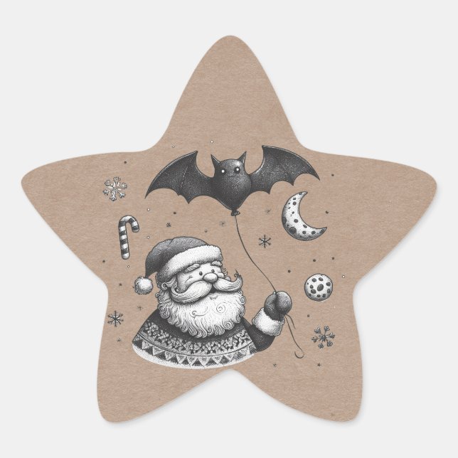 Santa Claws Star Sticker (Front)