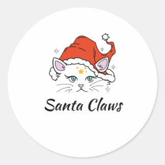 Santa Claws - White Christmas Cat Classic Round Sticker