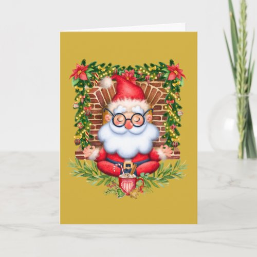 Santa Cllaus Yoga Namaste Pose Christmas Card