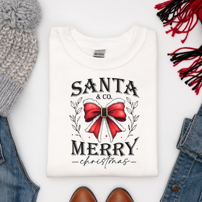 Santa & Co Merry Christmas Bow Sweatshirt (Creator Uploaded)