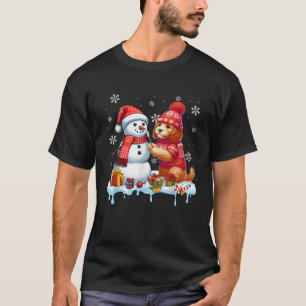 Santa Cockapoo Builds Snowman Christmas Dog Owner  T-Shirt