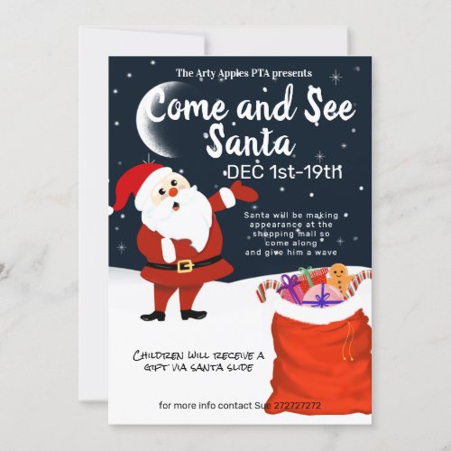 Santa  come and see sanata christmas holiday invitation
