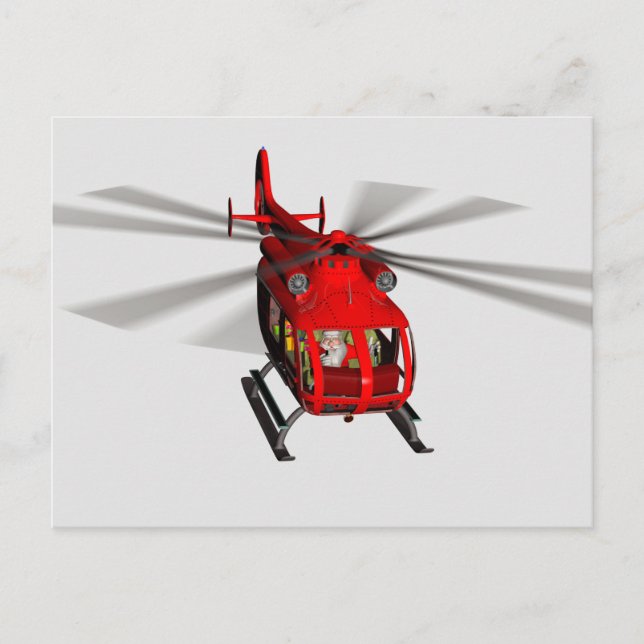 Santa Comes In A Heli Postcard (Front)