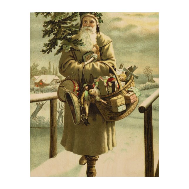Santa Comes to Town Holiday Wood Wall Art (Front)