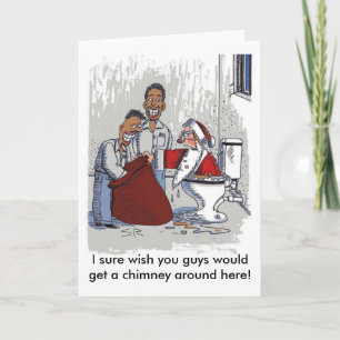 Santa comes up the toilet holiday card