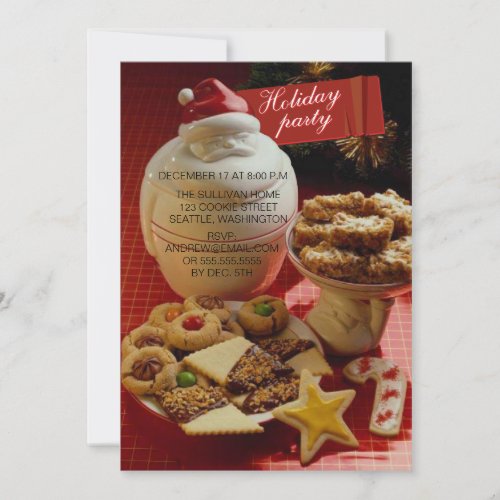 Santa cookie jar holiday party invitations