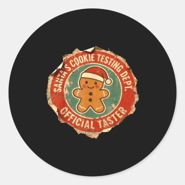 Santa Cookie Testing Department Taster Christmas  Classic Round Sticker (Front)