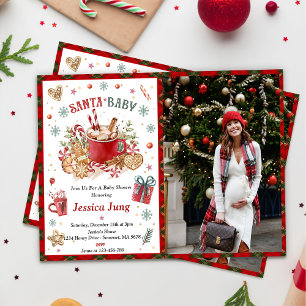 Santa Cookies and Cocoa Christmas Baby Shower Invitation