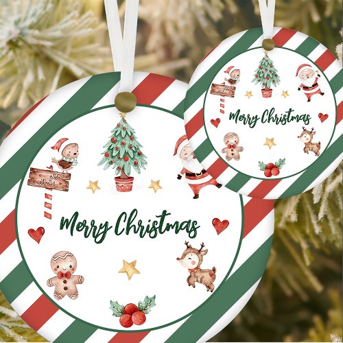 Santa Cookies Christmas Birthday Party Ceramic Ornament