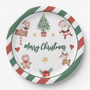 Santa Cookies Christmas Birthday Party Paper Plates