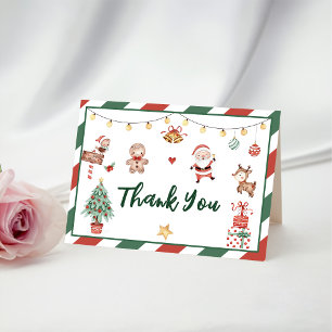 Santa Cookies Christmas Party Letterpress Thank You Card