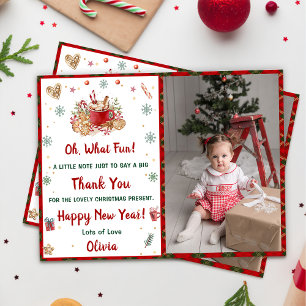 Santa Cookies Christmas Party Thank You Photo Invitation