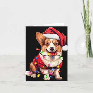 Santa Corgi Dog Christmas Lights Xmas Pajama Dog L Card