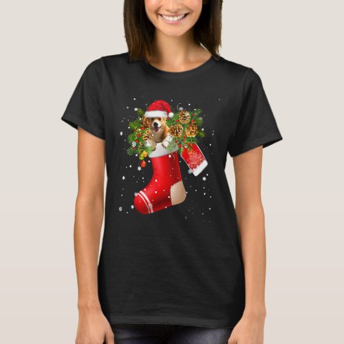 Santa Corgi In Christmas Sock Pajama T-Shirt