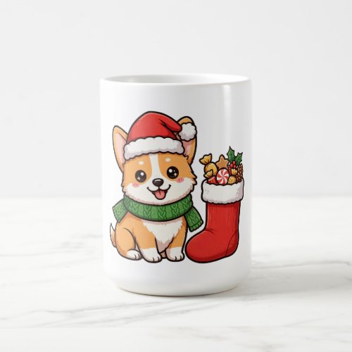 Santa Corgi Puppy Christmas Coffee Mug