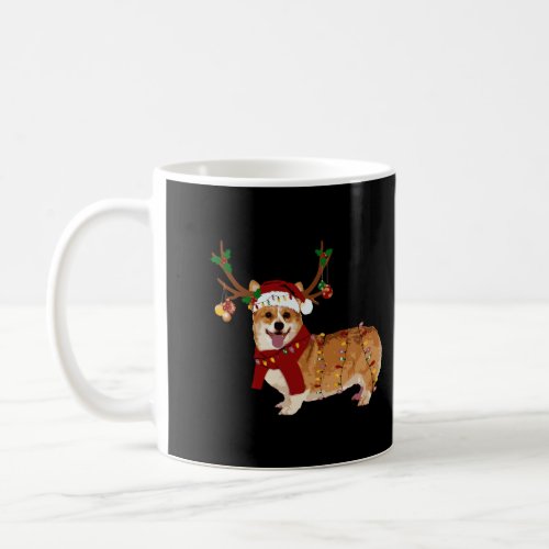 Santa Corgi Reindeer Light Christmas Gifts Coffee Mug
