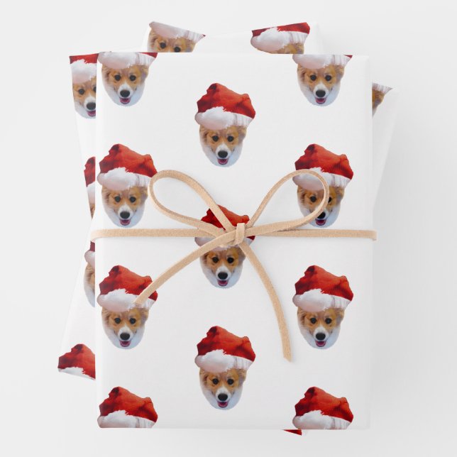 Santa Corgi Wrapping Paper Sheets (In situ)