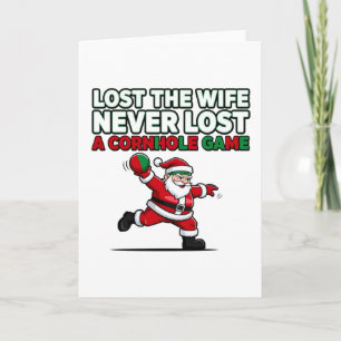 Santa Cornhole Game Holiday Funny Christmas Quote Thank You Card