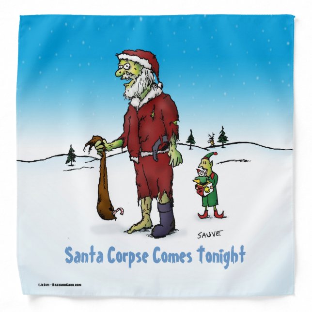 Santa Corpse Funny Zombie Cartoon Bandana (Front)