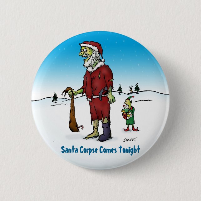 Santa Corpse Funny Zombie Cartoon Button (Front)