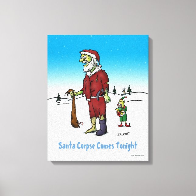 Santa Corpse Funny Zombie Cartoon Canvas Print (Front)