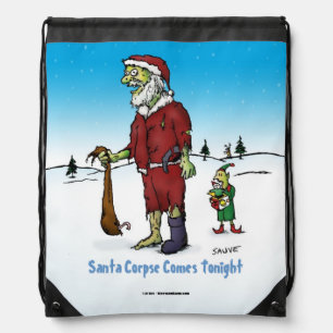 Santa Corpse Funny Zombie Cartoon Drawstring Bag