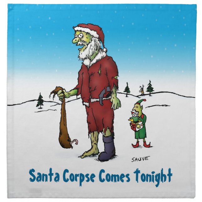 Santa Corpse Funny Zombie Cartoon Napkin (Front)