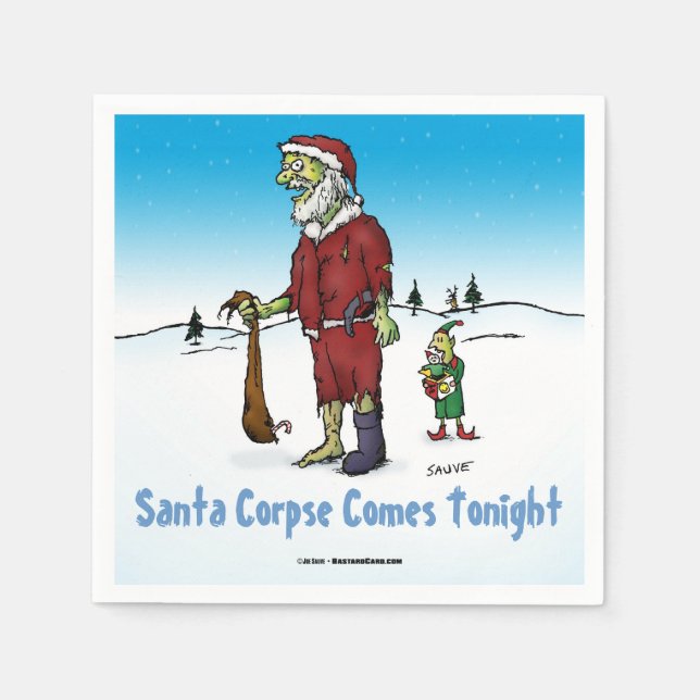 Santa Corpse Funny Zombie Cartoon Paper Napkins (Front)