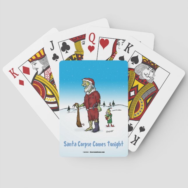 Santa Corpse Funny Zombie Cartoon Poker Cards (Back)
