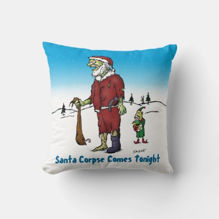 Santa Corpse Funny Zombie Cartoon Throw Pillow