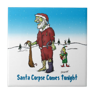 Santa Corpse Funny Zombie Cartoon Tile