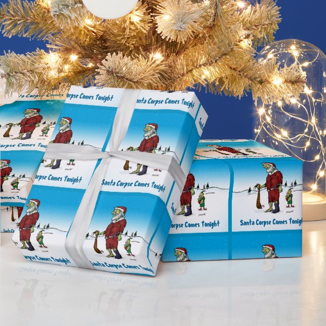 Santa Corpse Funny Zombie Cartoon Wrapping Paper (Holidays)