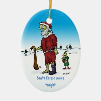 Santa Corpse Funny Zombie Holiday Ornament by BastardCard at Zazzle