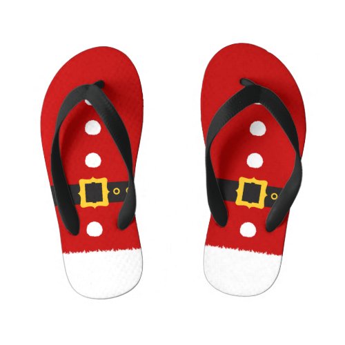 Santa Costume Elf Christmas Kids Flip Flops