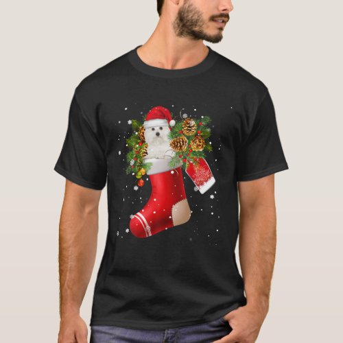 Santa Coton De Tulear In Christmas Sock Pajama T_Shirt