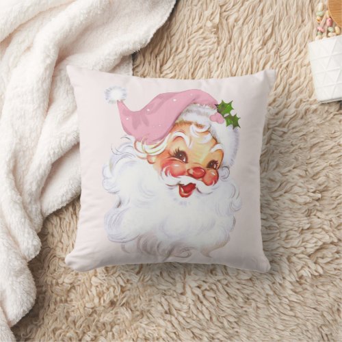 Santa Cottage Chic Pink Christmas Cushion