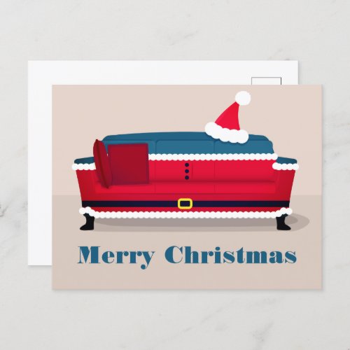 Santa Couch Christmas Holiday Postcard