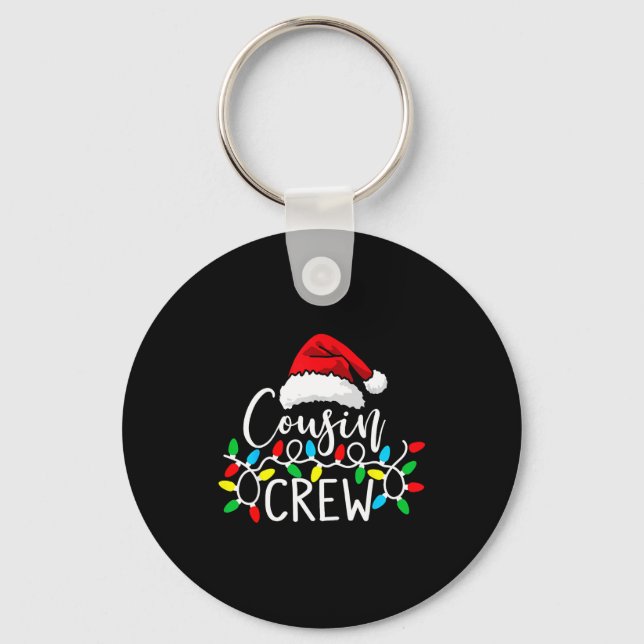Santa Cousin Crew Christmas Matching Pajamas For K Keychain (Front)