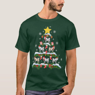 Santa Cow Christmas Tree Lights Snowflakes Cute Co T-Shirt