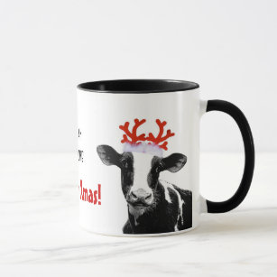 Santa Cow - Dairy Cow wearing Santa Hat Mug