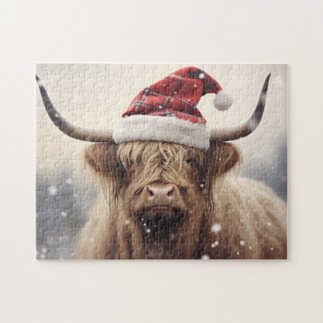 Santa Cow Rustic Holiday Jigsaw Puzzle (Horizontal)